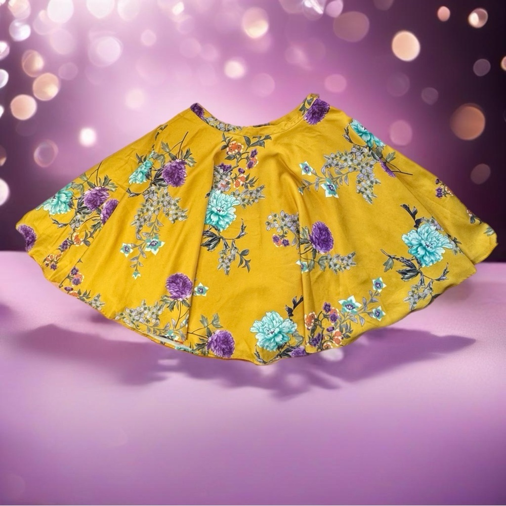Modcloth Bea Sunny Yellow A-line Skirt, Large Colorful Floral Retro Size Large